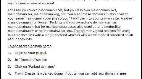 What is parked domain name and how to create it ?