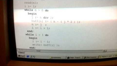 Delphi 1/ Pascal program converting decimal to binary.