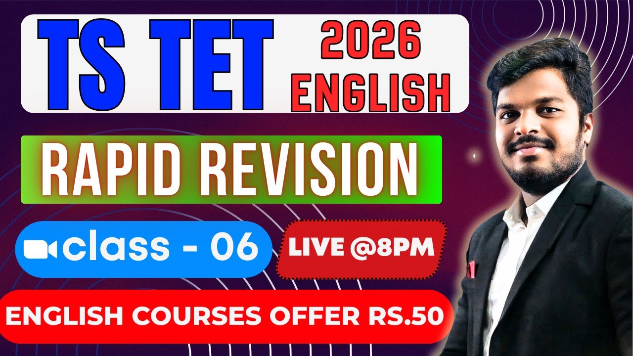 TS TET ENGLISH CLASSES IN TELUGU🔴LIVE@🔴8 PM RAPID REVISION CLASS 06 EXPLANATION BY SANDEEP SIR