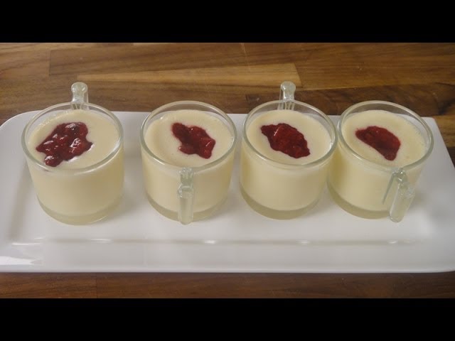 White Chocolate Mousse With Stewed Strawberries