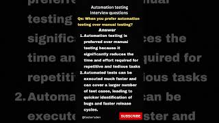 Automation over manual testing interview question| ISTQB| interview questions #shorts