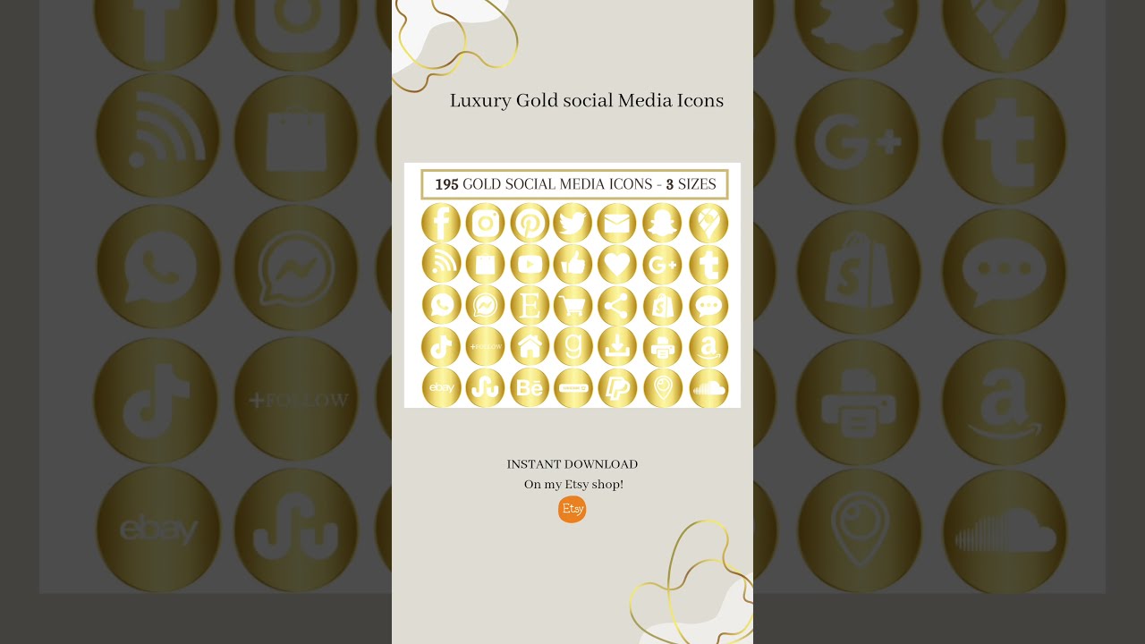Social media icons png download, Gold social media icons, for your Business marketing