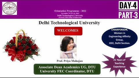 DTU Orientation/Induction Programme -2022 Day-04, Part-3 | Address by Prof. Priya Mahajan