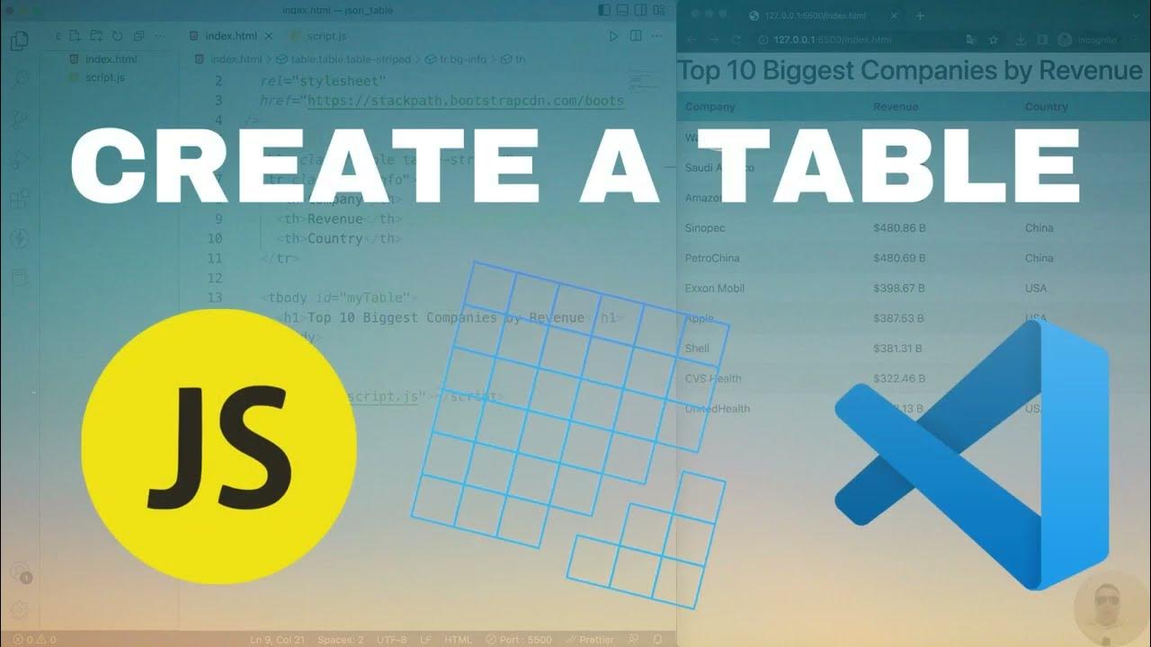 How To Create a Table With JavaScript YouTube