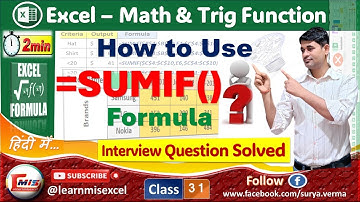 Sumif | Sumif Formula in Excel | 5 Interview Question Solved with Sumif Formula | Part 1