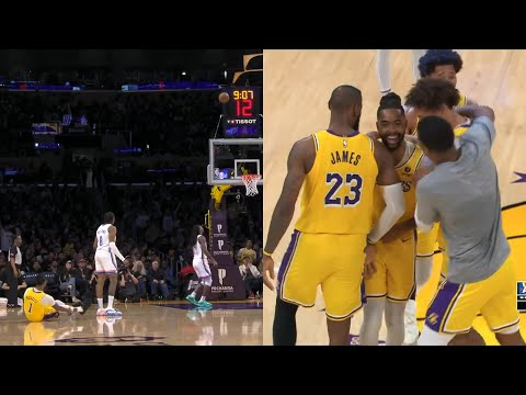 D'Angelo Russell hits 3 straight unreal 3's and gets swarmed by Lakers vs OKC 🔥