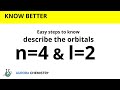 Using s,p,d notations, describe the orbital with the given QUANTUM NUMBERS n=4 and l=2.