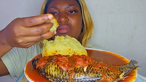 Asmr mukbang fish pepper soup with fufu