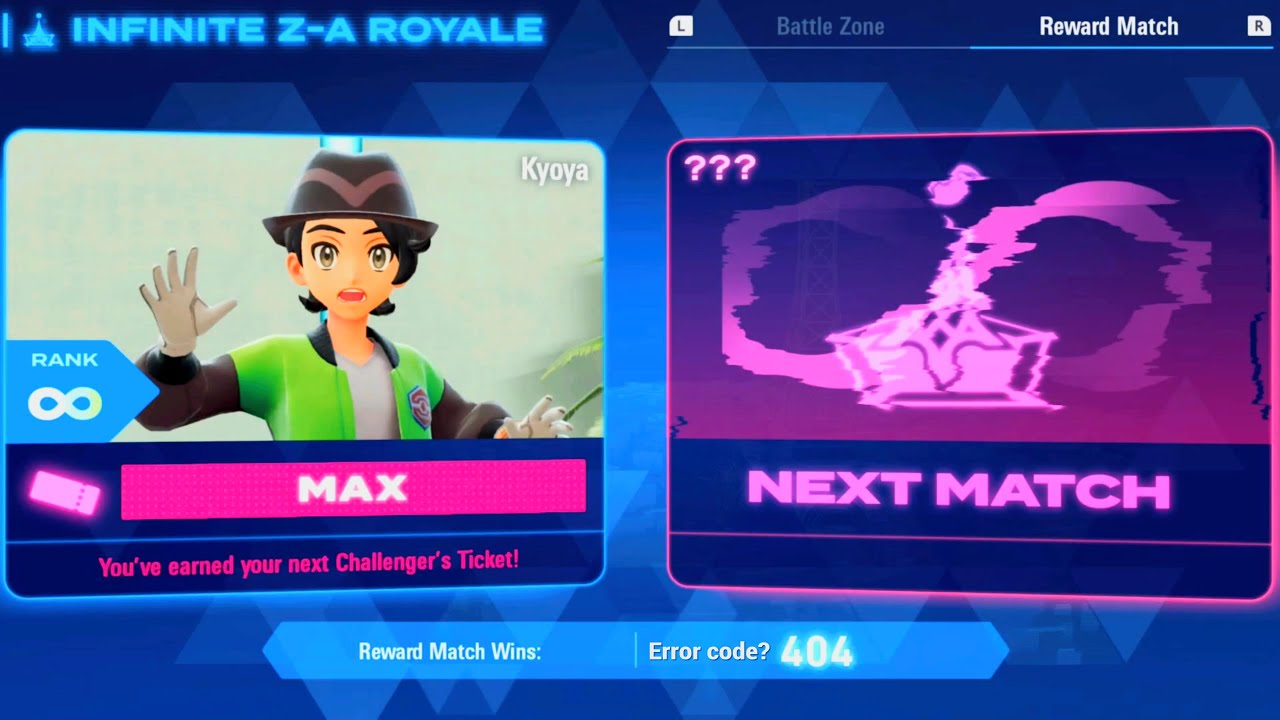 When you reach 404 Match Infinite Z-A Royale, Who Opponent will be? - Pokémon Legends Z-A