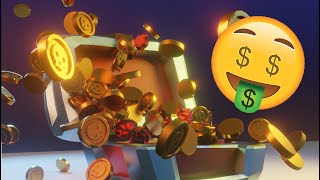 Blender 3D Low Poly Treasure Chest, Coin Explosion Animation