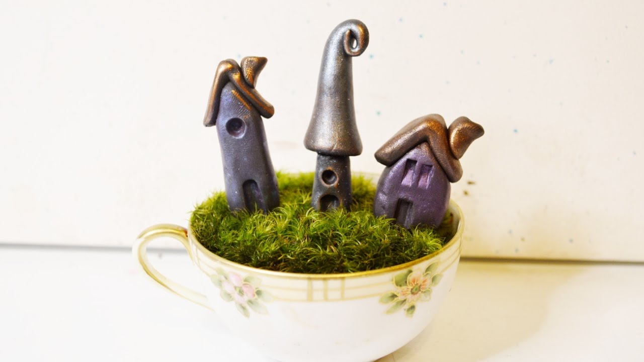 DIY Cute Fairy House Trio In Polymer Clay - YouTube