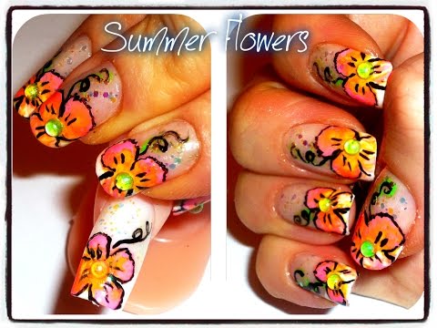 One Stroke Easy Summer Flowers Nail Art