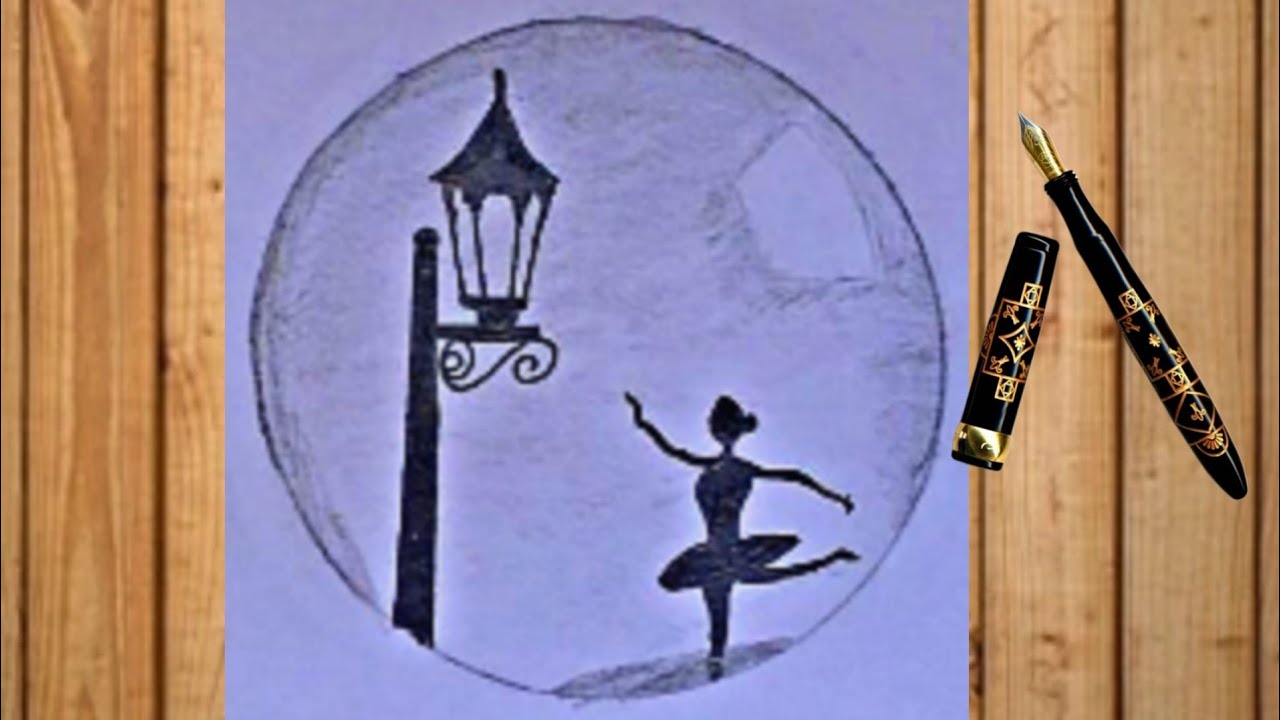 circle drawing || girl dance in a crystals ball.easy pencil drawing for kids and beginners. 