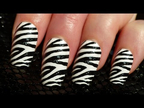 Zebra Nails ♥ Zebra Nail Art - YouTube