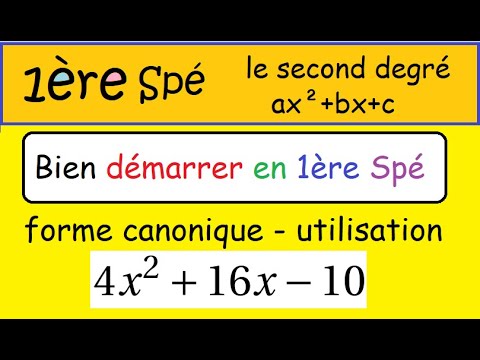 première spé math le second degré -la forme canonique -Sommet et ...