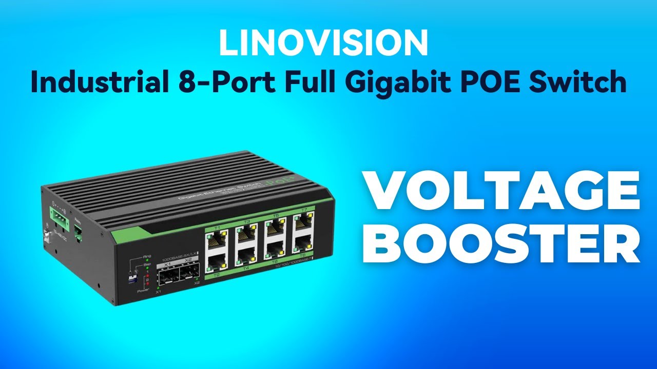 LINOVISION Industrial 8-Port Full Gigabit POE Switch. 
