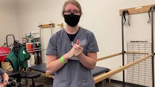 Swing through gait in parallel bars