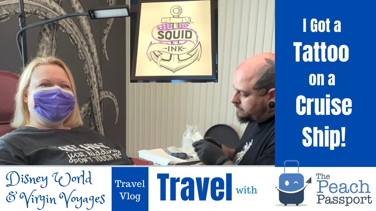 I Got a TATTOO on a CRUISE SHIP! | Scarlet Lady Squid Ink Tattoo Shop |  First Tattoo Parlour at Sea - YouTube