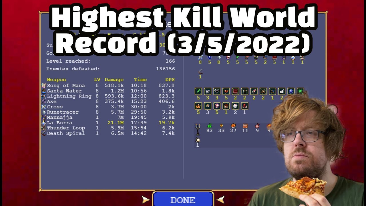 World Record Any% Speedrun in 2:19:43 : r/VampireSurvivors