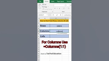 How many Rows, Columns & Cells in Excel - Tips & Tricks by @todfodeducation #shorts