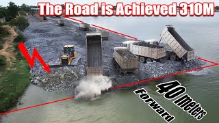 Part 136| Update! Make the road Process Achieved 310m for Continue full a day by Dozer Pushing rocks