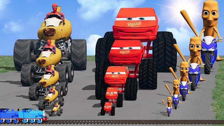 Big & Small: Tung Tung Sahur vs Cyber Lightning McQueen vs Spider-Man vs Thomas Train | BeamNG.Drive