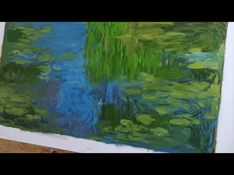 رسم لوحة الفنان الفرنسي كلود مونيه رائد المدرسة الانطباعية    