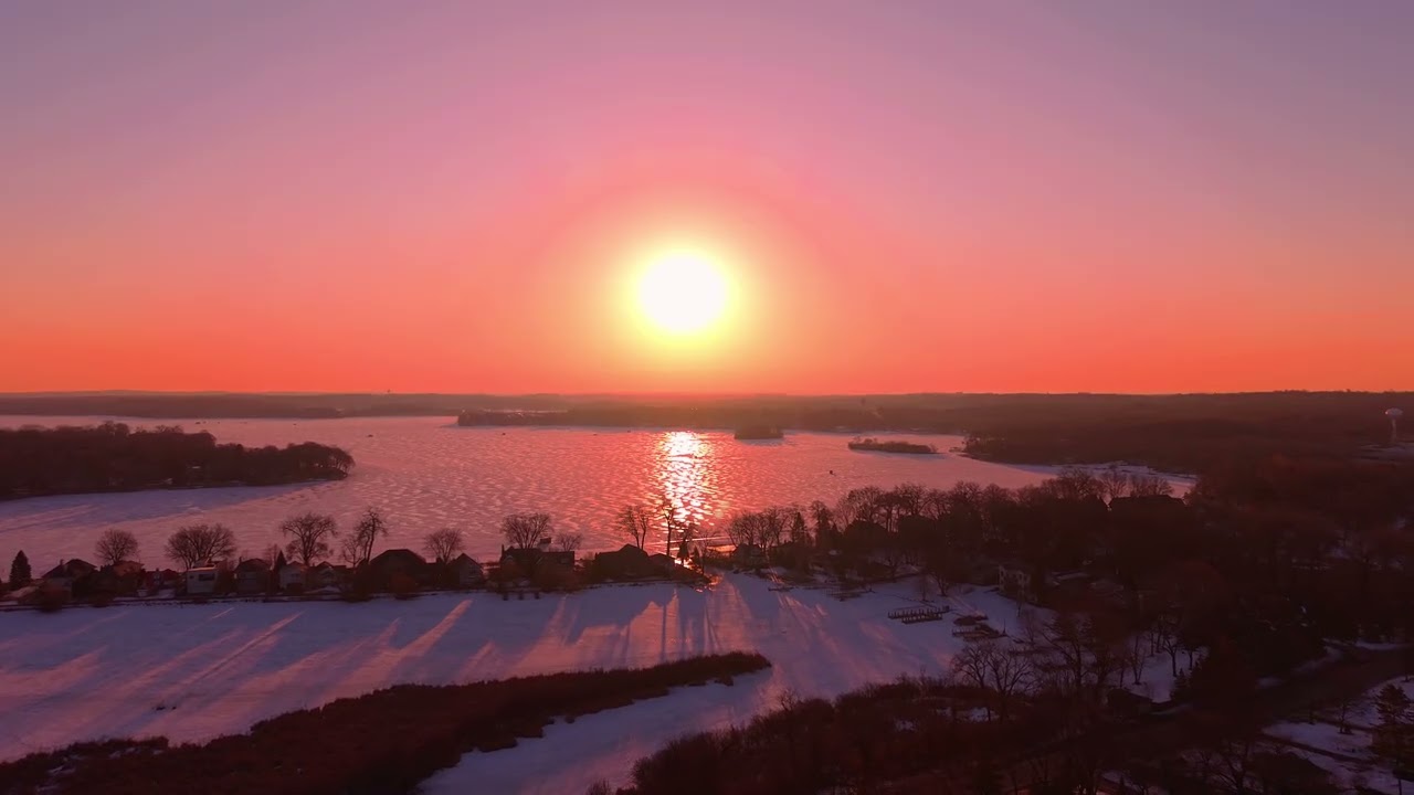 Perfect Sunrise / Excelsior Bay, Minnesota / February 13, 2026 / #dji #air3s #lake #sunrise #drone 