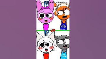 🤍🩶Wenda & Gray and 🩷🧡Pinki & Oren couples clash.🔥😱 #sprunki #animation #funny