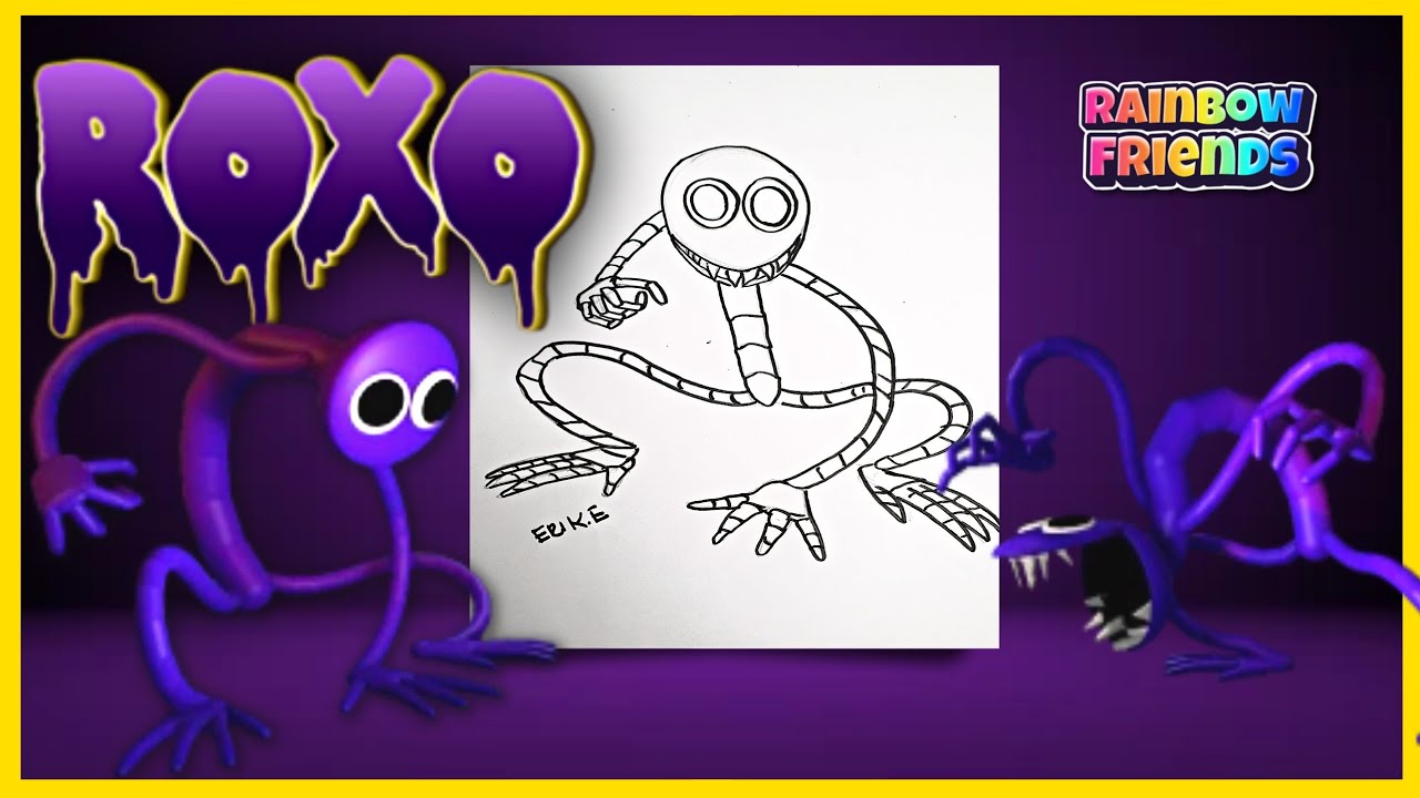 COMO DESENHAR o PURPLE do ROBLOX RAINBOW FRIENDS  how to draw purple from  roblox rainbow friends 