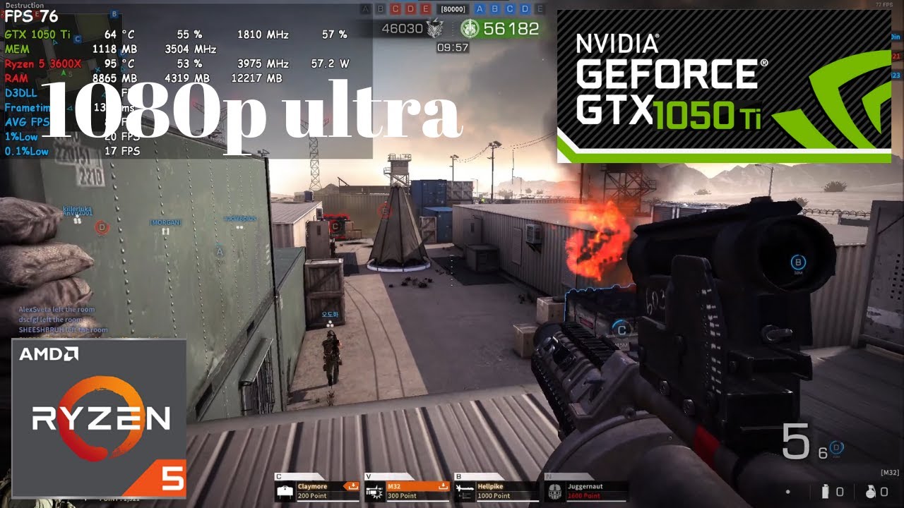 Black Squad GTX 1050 Ti Max settings 1080p (Destruction)