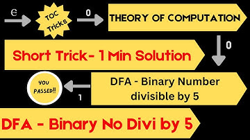 21 DFA to accept binary numbers divisible by 5 using 1 min short trick in theory of computation(TOC)