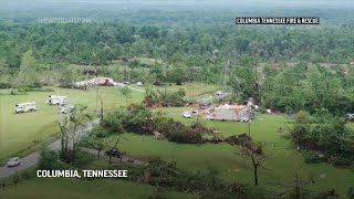 Drone video shows destruction from Tennessee tornado