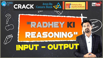 Input - Output For SYNDICATE and Canara Bank By Radhey Sir | Reasoning Tricks
