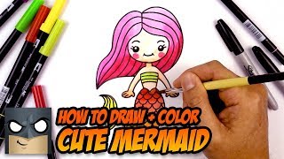 how to draw color cute mermaid step by step art tutorial for beginners