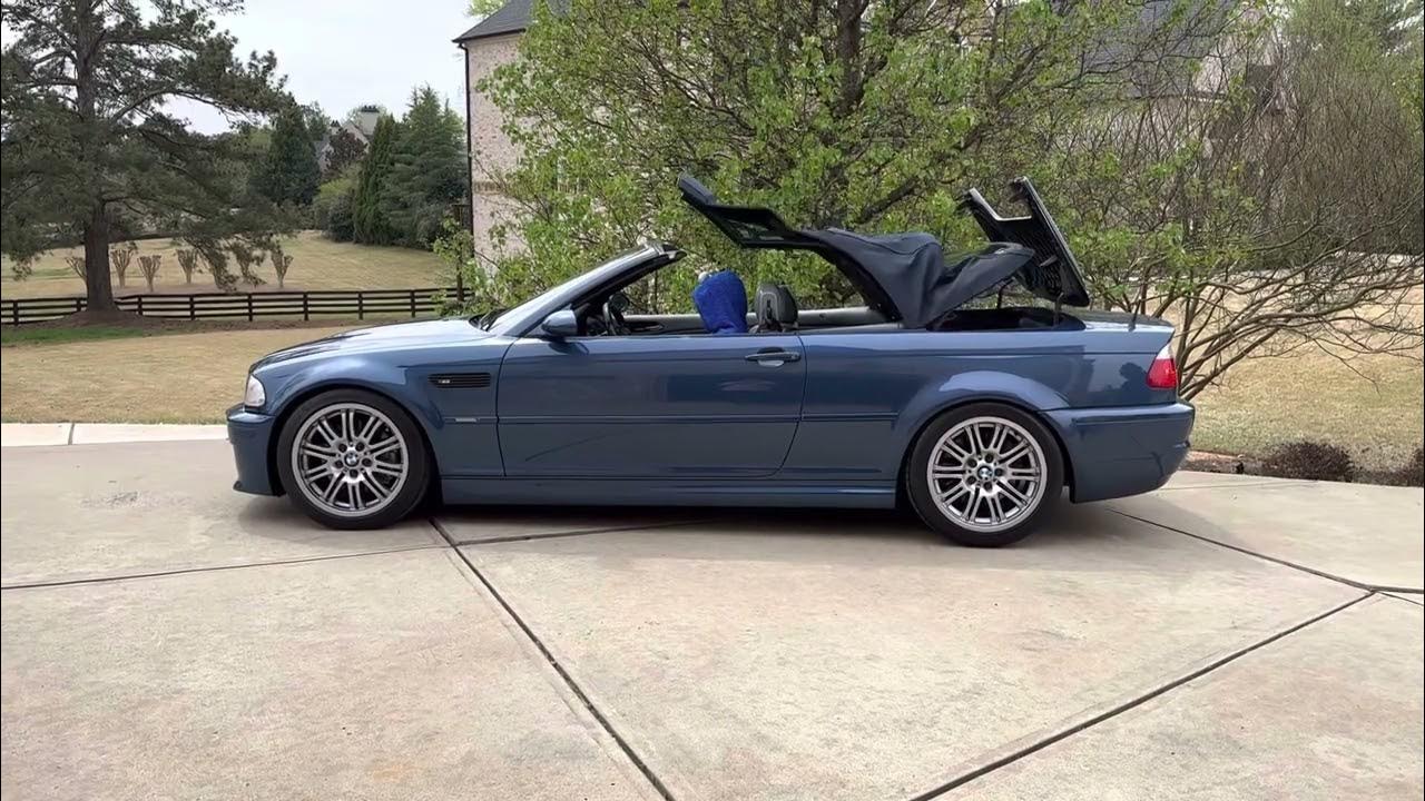 Closing the top on a 2002 Topaz Blue BMW E46 M3 Convertible. YouTube