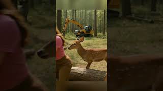 a dwarf woman vs a deer, whos won a salad!? #shorts #funny #animals