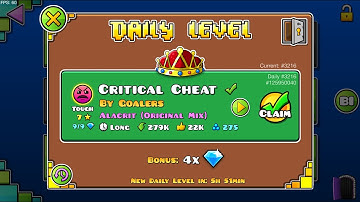 Daily level #208 | Critical Cheat By Goalers 100% | Geometry Dash 2.207