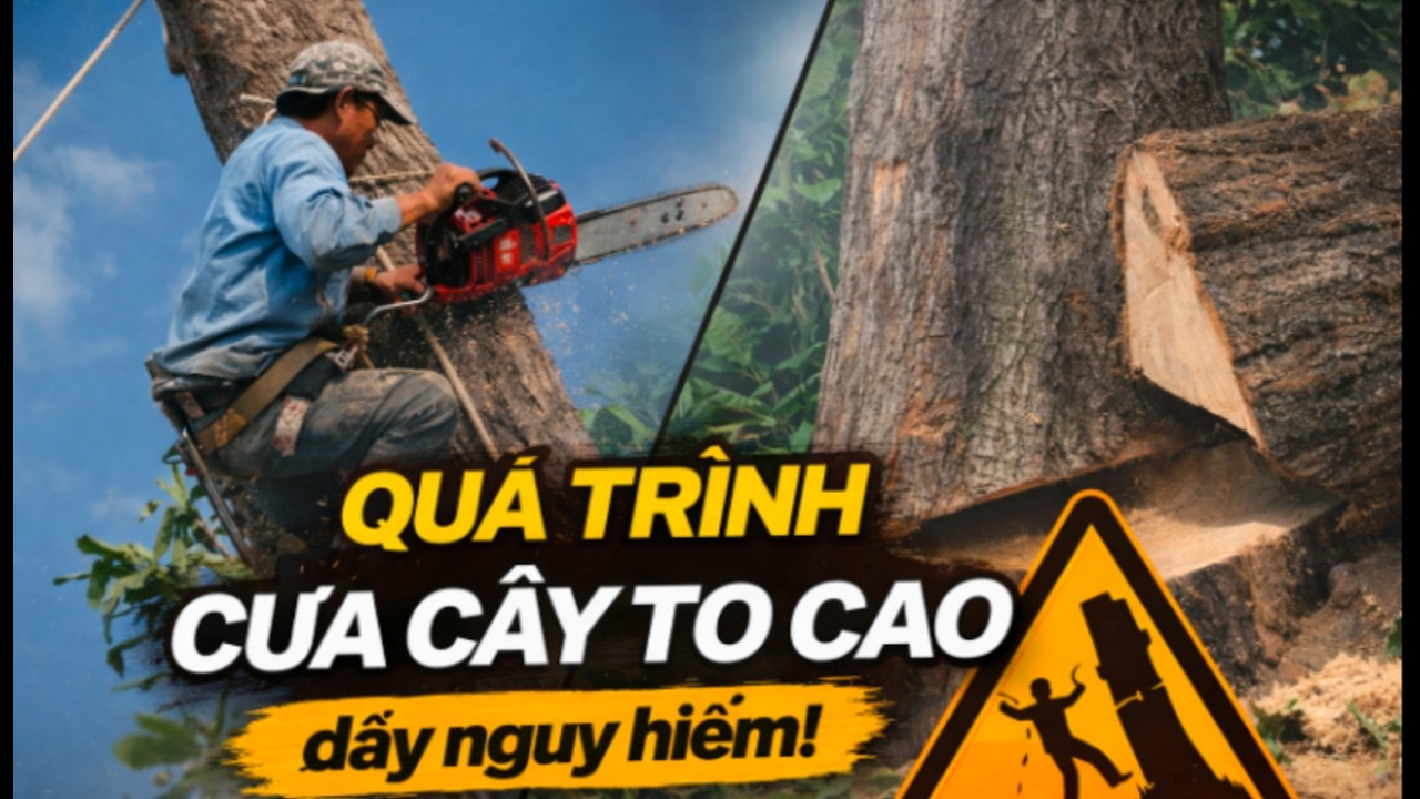 Cưa cây Sao khổng lồ - gần dây điện nguy hiểm nín thở chờ xem p1