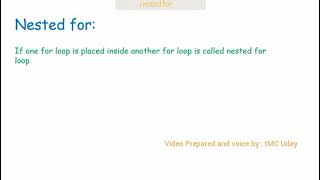 2.2.4 nested for explained with a Java program in TELUGU
