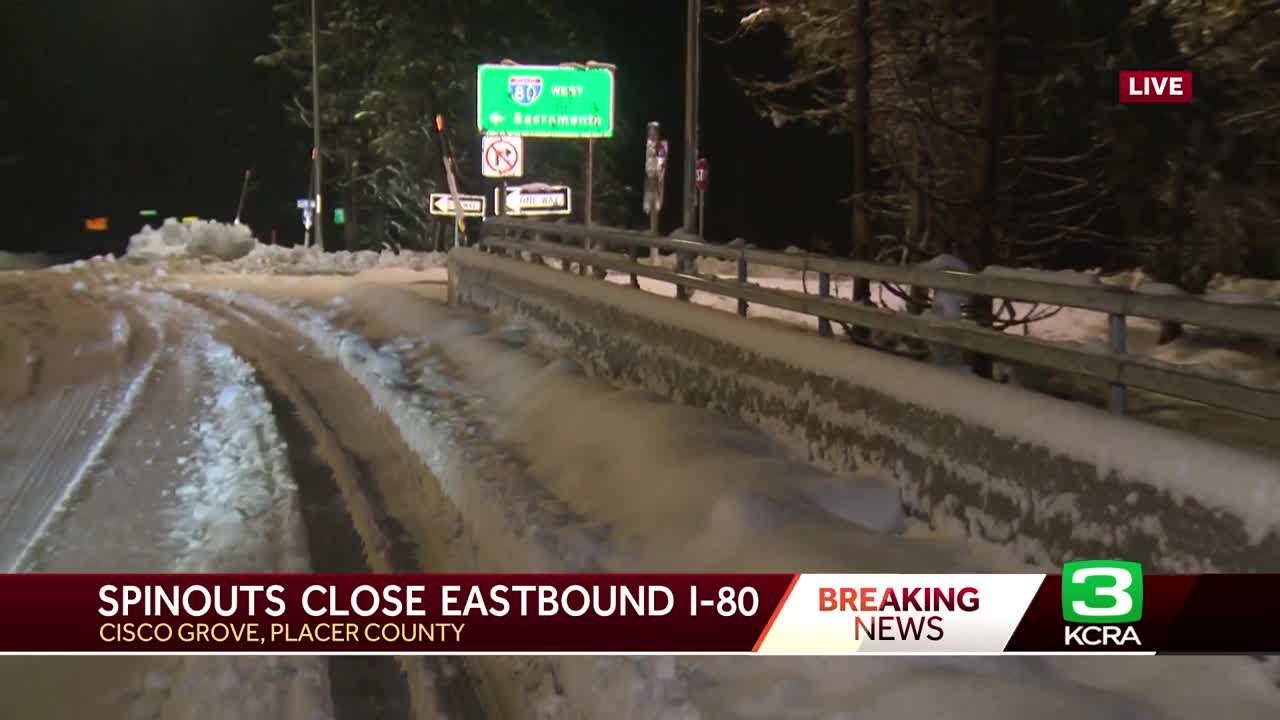 Eastbound I-80 closes to traffic in portions of the Sierra