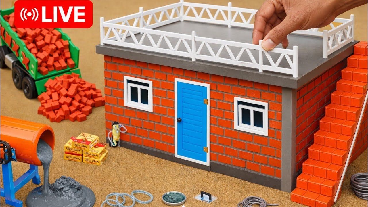 Mini House Construction LIVE | Real Brick Work