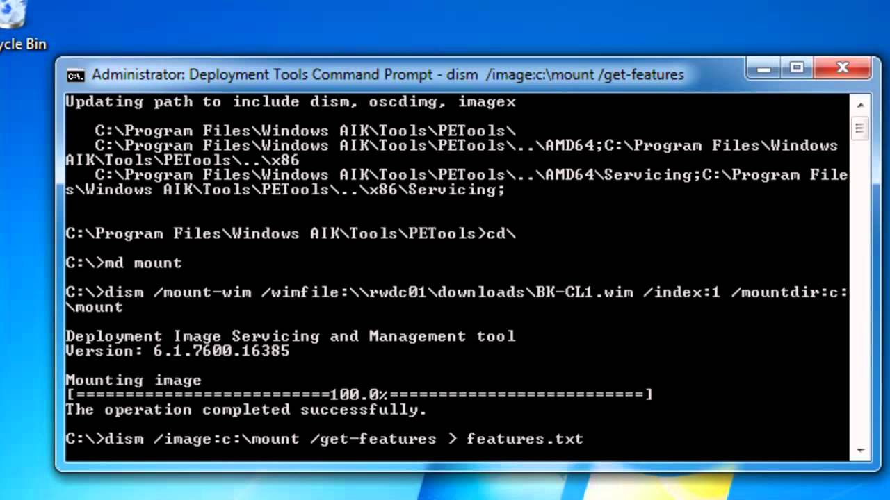 Modify Microsoft Images (WIM file) using Deployment Imaging Servicing