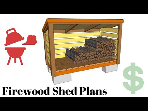 Firewood storage shed plans - YouTube