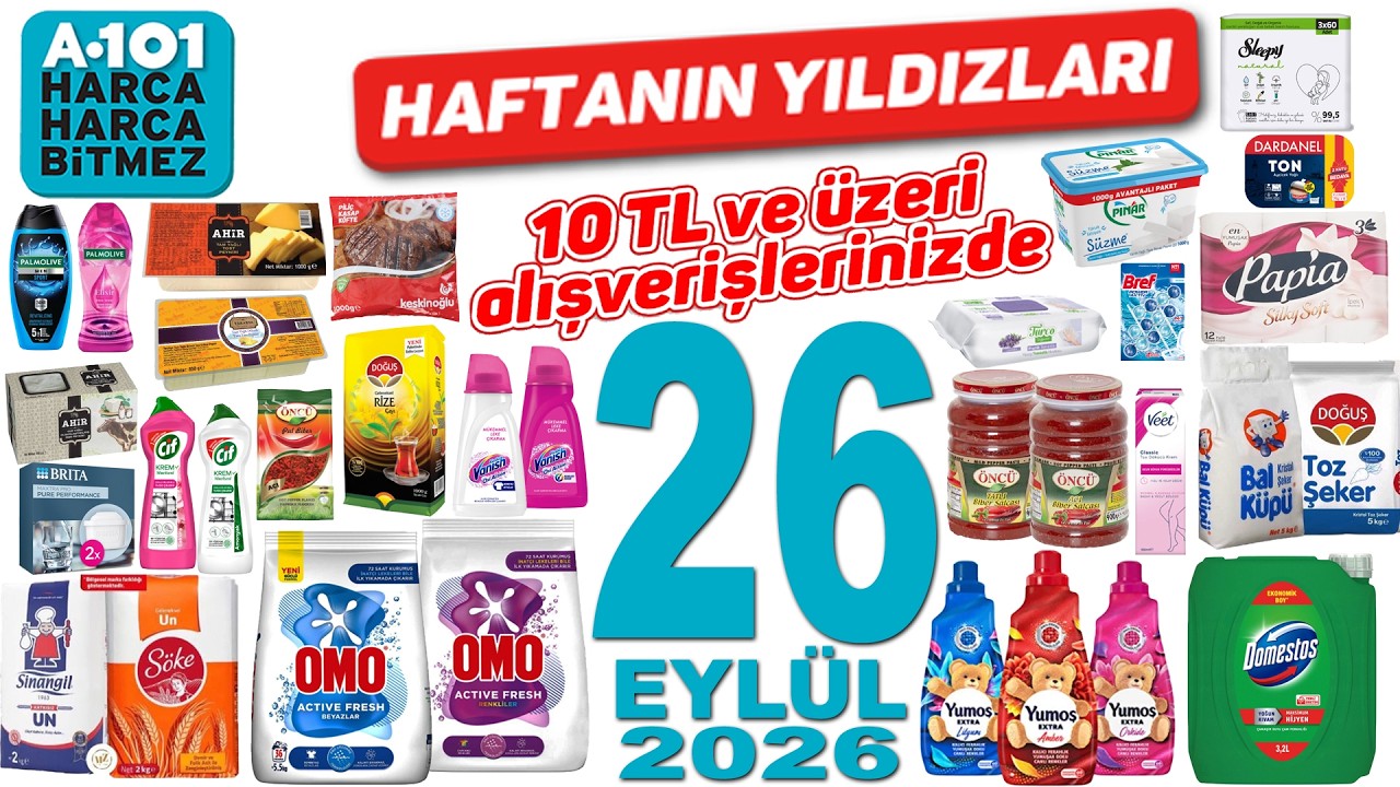 A101 26 EYLÜL 2026 KATALOĞU | İNDİRİMLİ GIDA TEMİZLİK | A101 HAFTANIN YILDIZLARI İNDİRİMLER BU HAFTA