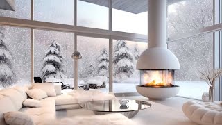 Relaxing Winter Jazz in a Snowy Luxury Home | 2 Hours of Music for Ambience