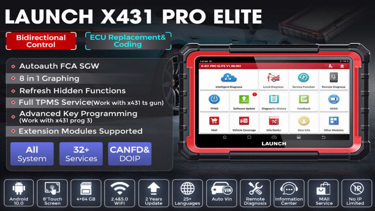 Newest Launch X431 PRO ELITE Full System Auto Diagnostic Tools CAN