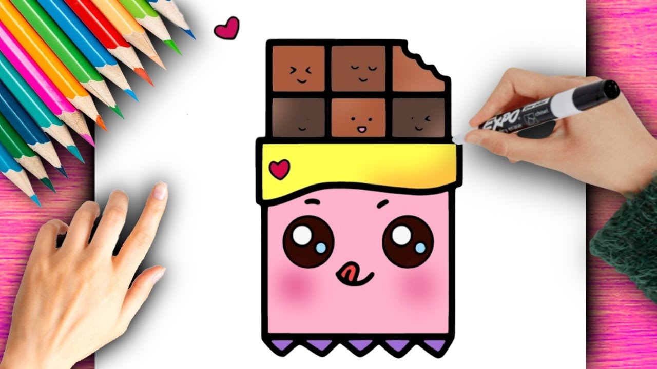 COMO DESENHAR UMA BARRA DE CHOCOLATE KAWAII 