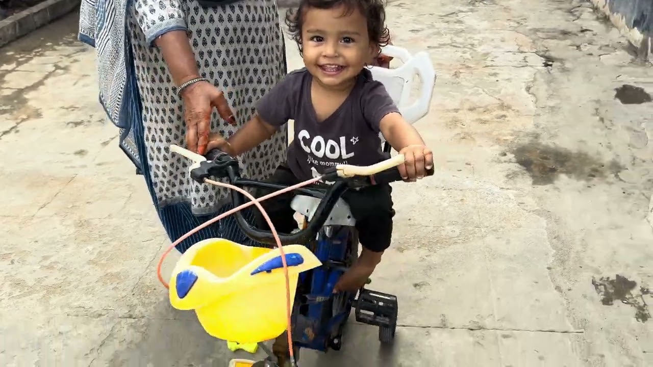 Cycle race preparation in ￼ grand mother help#cutebaby #salaar
