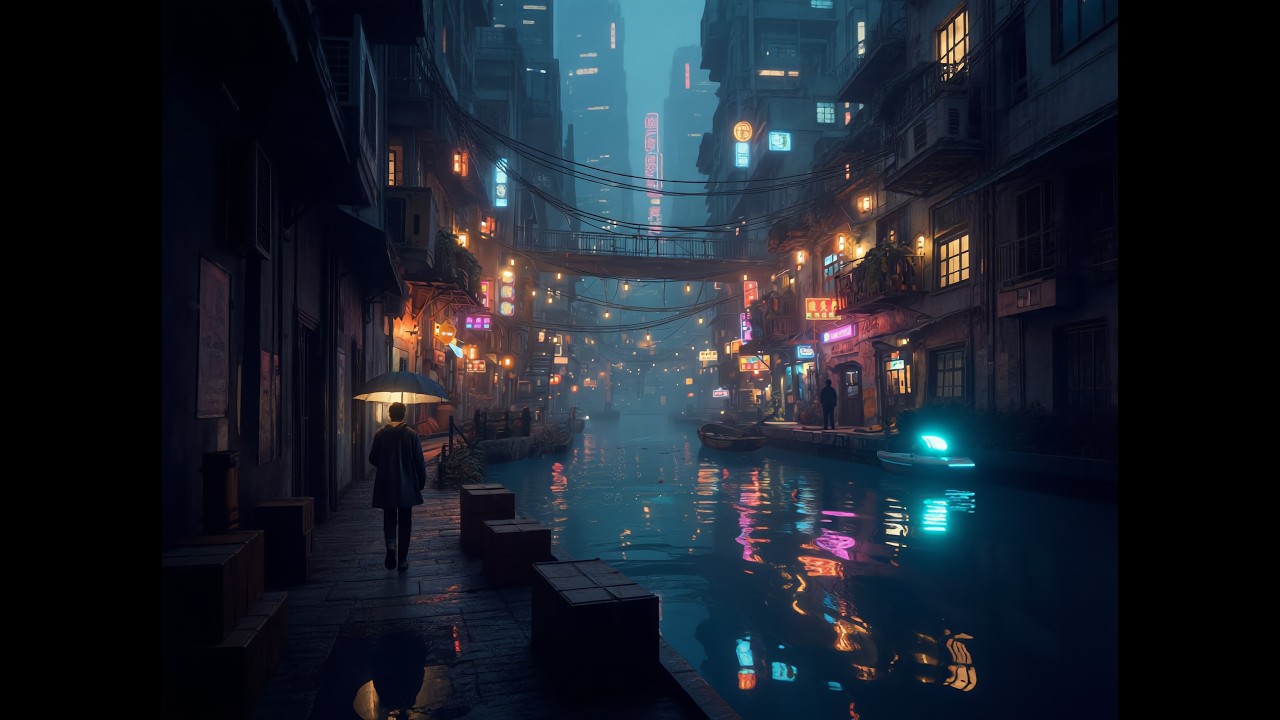 Yulan Old Water Town — Cyberpunk Night Ambience & Music
